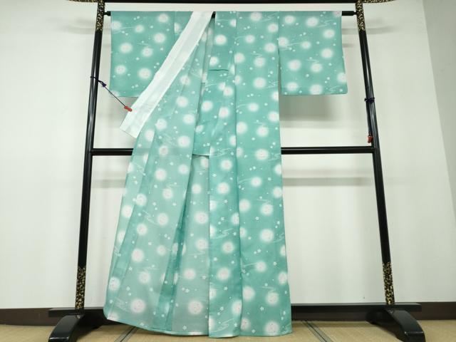平和屋着物＊夏物　小紋　絽　流水草花文　舞桜　蛍暈し　洗える着物　DAAV4616ud_2