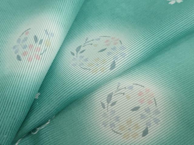 平和屋着物＊夏物　小紋　絽　流水草花文　舞桜　蛍暈し　洗える着物　DAAV4616ud