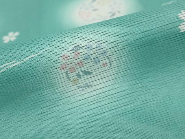 平和屋着物＊夏物　小紋　絽　流水草花文　舞桜　蛍暈し　洗える着物　DAAV4616ud_5