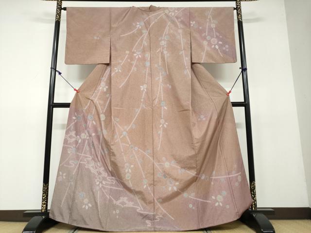 平和屋着物●訪問着　絞り　枝花文　金彩　正絹　逸品　DAAV4833ud