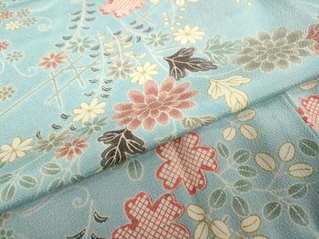 平和屋着物○上質な小紋 草花文 鬼しぼ縮緬 正絹 逸品 DAAV4850ud