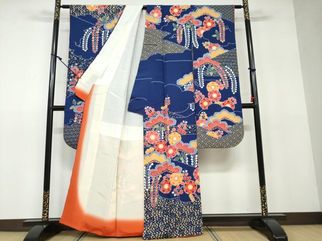 逸品　【栗山吉三郎　和染紅型　栗山紅型　紅型】　振袖 dzaa2628.jpg