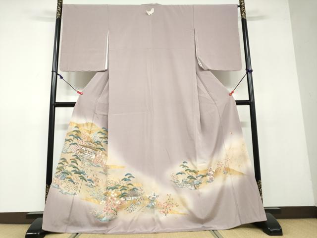 平和屋着物●豪華色留袖　作家物　風景草花文　暈し染め　金糸　正絹　逸品　未使用　DAAV4860ud