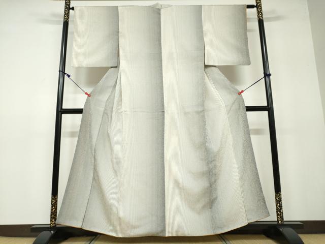 平和屋着物○上質な小紋 縞 鬼しぼ縮緬 正絹 逸品 DAAV4861ud