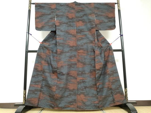 平和屋着物●結城紬　100亀甲　雲霞文　正絹　逸品　DAAV4865ud 平和屋着物○結城紬 100亀甲 雲霞文 正絹 逸品 DAAV4865ud 平和屋着物○