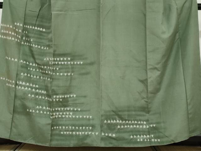 平和屋着物○色留訪問着 紬地 蜘蛛絞り 横段菱文