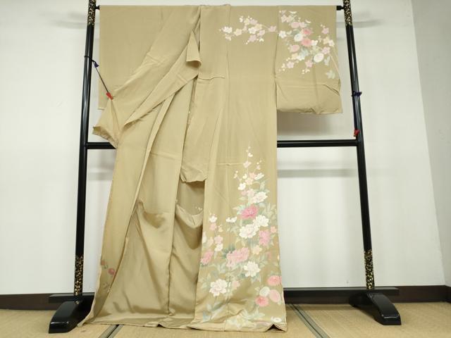 平和屋着物●訪問着　友禅　草花文　仮絵羽　正絹　逸品　未使用　DAAV4919ud 平和屋着物○訪問着 友禅 草花文 仮絵羽 正絹 逸品 未使用