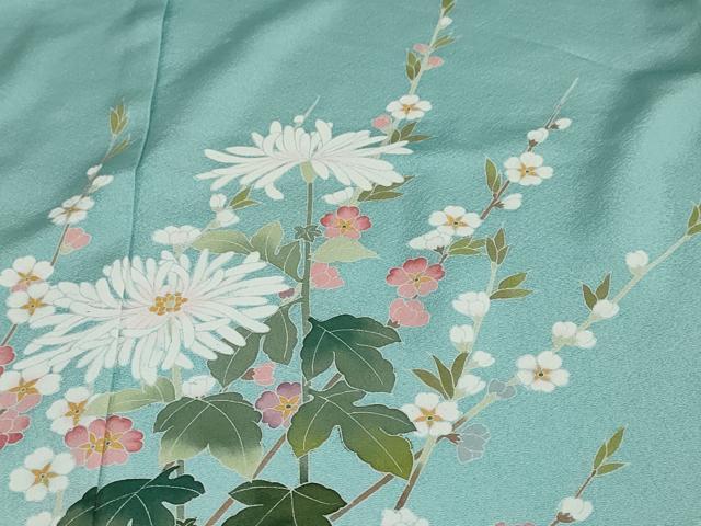 平和屋着物○十日町友禅 女流作家 遠田藤舟 訪問着 流水鴛鴦花