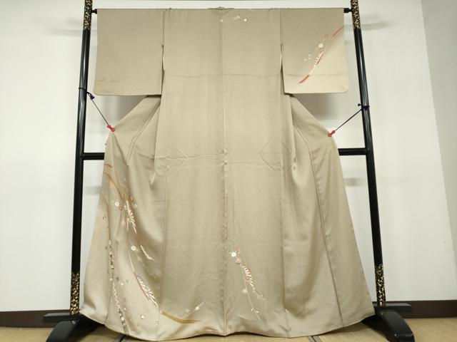 平和屋着物●訪問着　片輪車草花文　暈し染め　金彩　正絹　逸品　DAAV4927ud