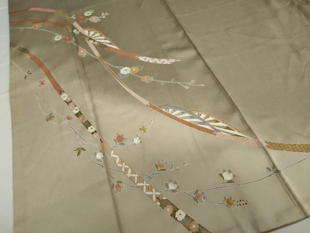 平和屋着物○訪問着 片輪車草花文 暈し染め 金彩 正絹