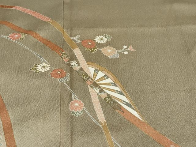 平和屋着物○訪問着 片輪車草花文 暈し染め 金彩 正絹