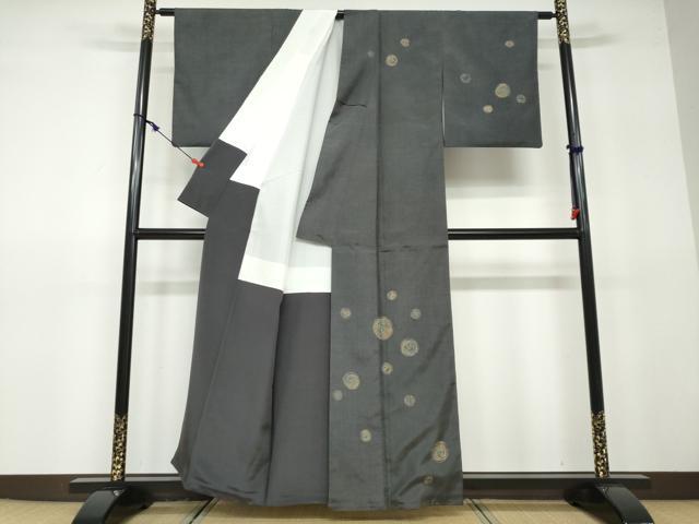 平和屋着物○本場染大島紬 訪問着 駒刺繍 立波丸文 金彩 正絹 逸品