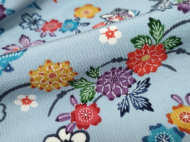 平和屋着物●上質な小紋　型染め　扇面花鳥文　正絹　逸品　DAAV4945ud 平和屋着物○上質な小紋 型染め 扇面花鳥文 正絹 逸品 DAAV4945ud 小紋