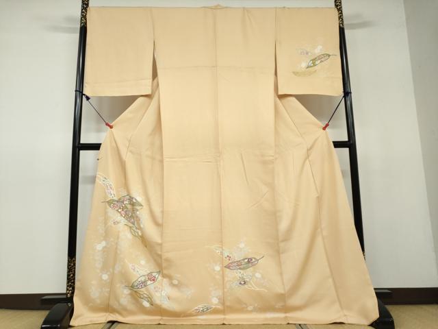 平和屋着物●訪問着　草花文　金彩　ロング丈　正絹　逸品　DAAV4950ud