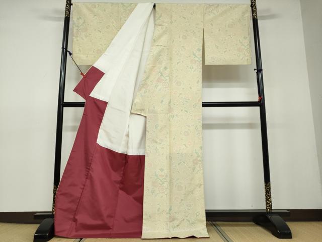 平和屋着物○上質な紬 草花文 ロング丈 正絹 逸品 DAAV4955ud