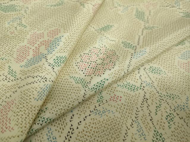 平和屋着物●上質な紬　草花文　ロング丈　正絹　逸品　DAAV4955ud