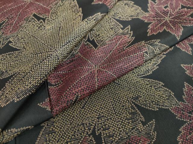 平和屋着物●洗える最高級着物　＜英＞はなぶさ謹製　小紋　葉尽くし文　黒地　洗える着物　DAAV4959ud