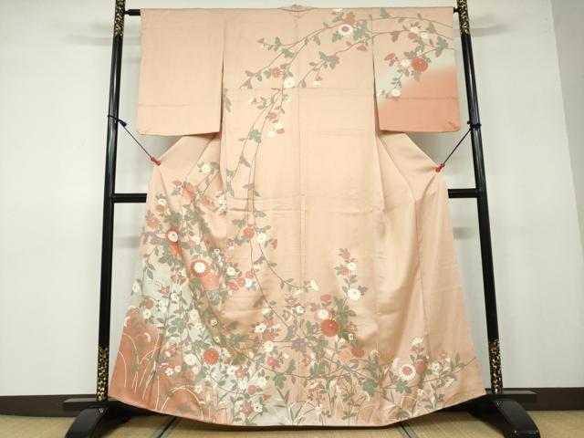 平和屋着物○訪問着 舞花文 暈し染め 金彩 金通し地 正絹 逸品