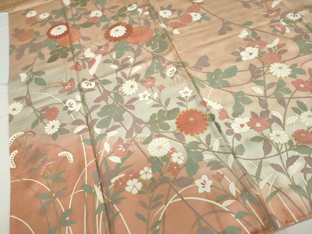 平和屋着物○訪問着 紬地 格子柄 三越扱い 正絹 逸品 CAAW7362yc 平和