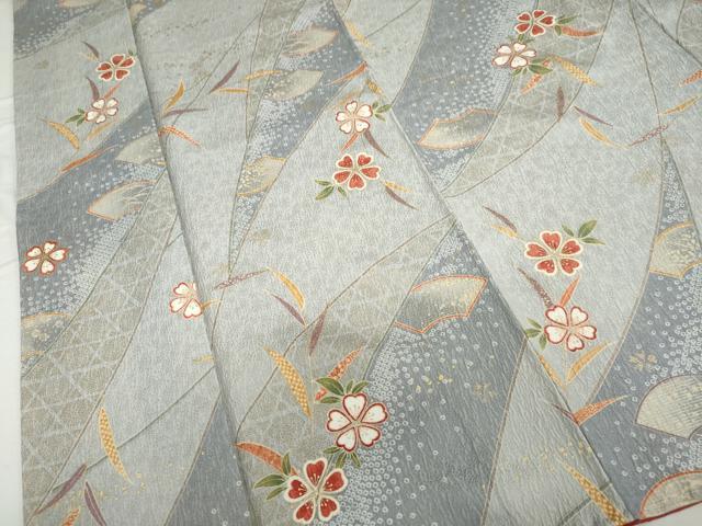 平和屋着物○上質な小紋 地紙草花文 金彩 正絹 逸品 未使用