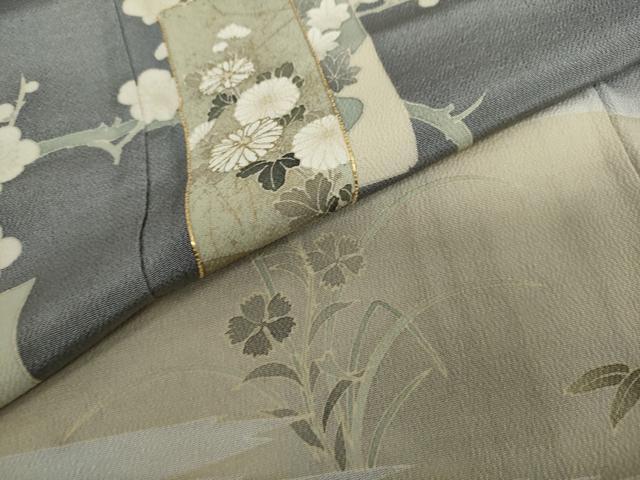 平和屋着物○豪華色留袖 作家物 駒刺繍 堆朱箔 短冊草花文