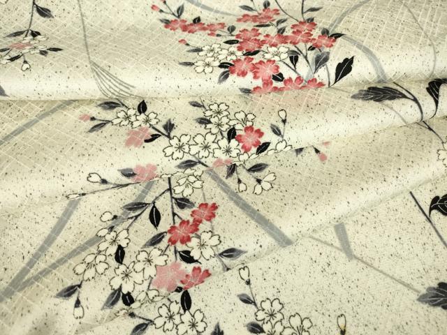 平和屋着物▽上質な小紋　単衣　草花文　正絹　逸品　DAAV5018az