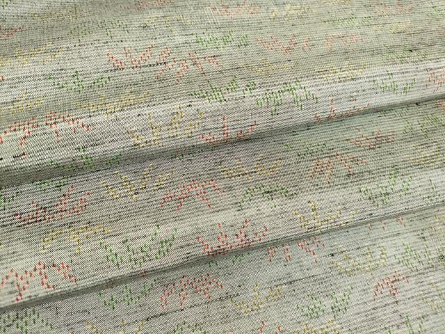 平和屋着物▽上質な紬　単衣　笹文　正絹　逸品　DAAV5022az