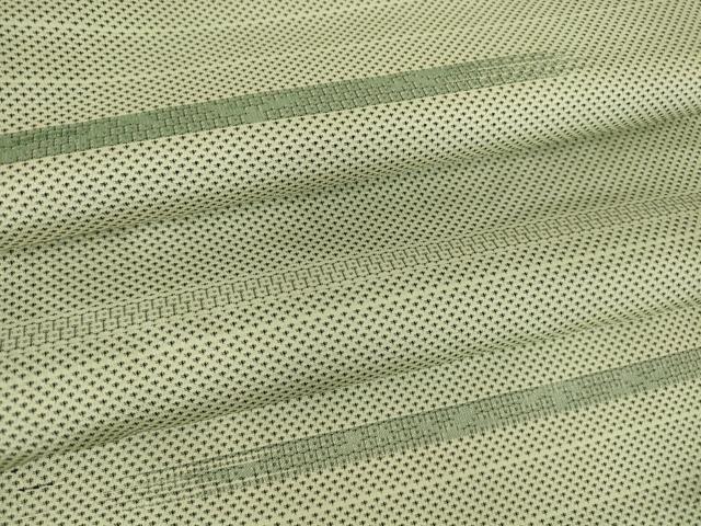 平和屋着物▽上質な紬　単衣　横段絣文　100亀甲　正絹　逸品　DAAV5023az