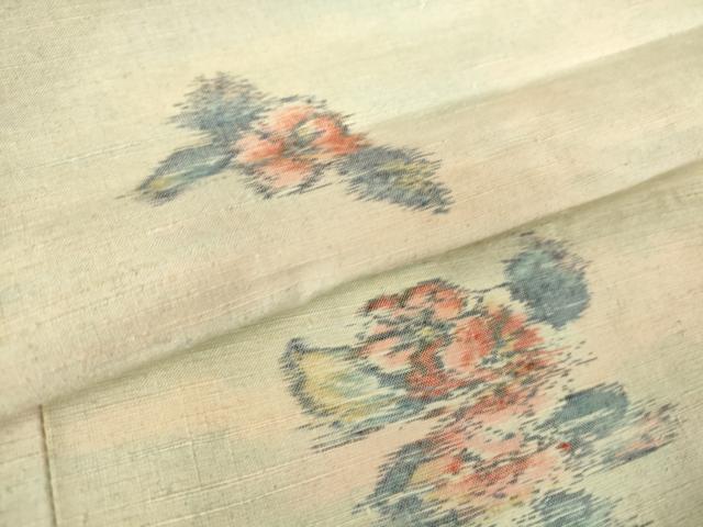 平和屋着物▽上質な紬　単衣　舞花文　正絹　逸品　DAAV5031az 平和屋着物▽上質な紬 単衣 舞花文 正絹 逸品 DAAV5031az