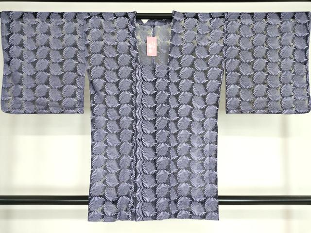平和屋着物▽道行コート　スリーシーズン　春夏秋　塵除け　総レース　舞葉文　鳩羽色　未使用　DAAV5062az