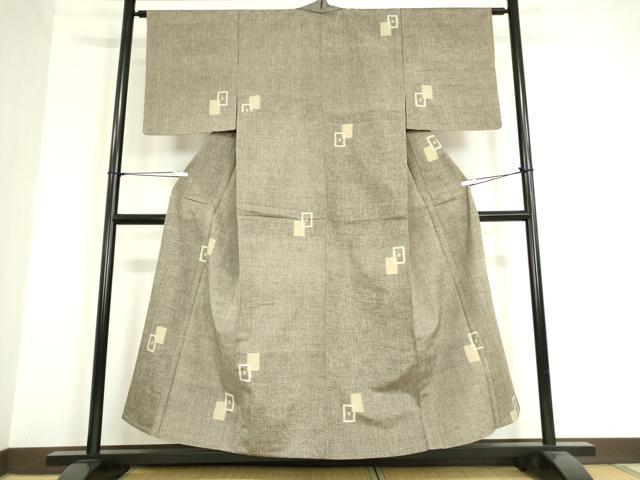 平和屋着物▽上質な紬 単衣 色紙重ね文 正絹 逸品 DAAV5075az