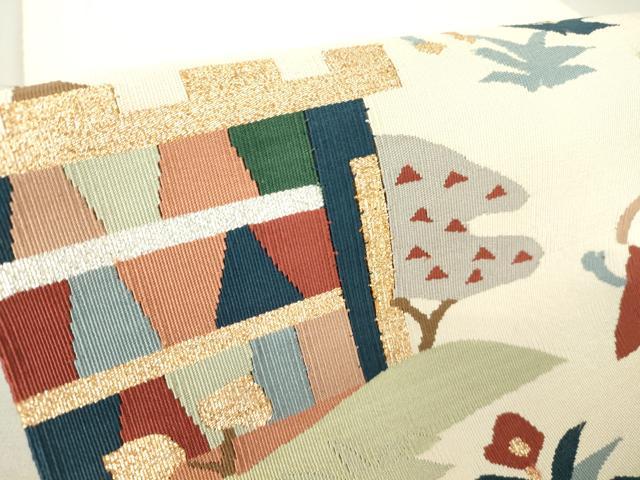 平和屋着物○爪掻き本綴れ 八寸名古屋帯 人物動物花文