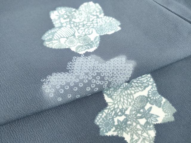 平和屋着物▽小紋 単衣 舞花文 洗える着物 DAAV5194az