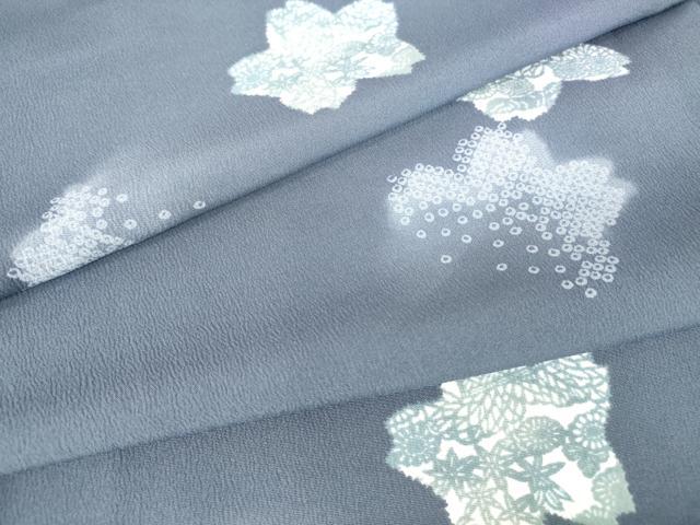 平和屋着物▽小紋　単衣　舞花文　洗える着物　DAAV5194az