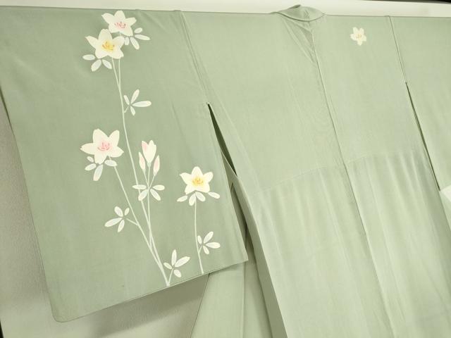 平和屋着物▽訪問着　単衣　草花文　正絹　逸品　DAAV5214az_2