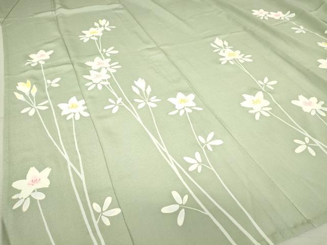 平和屋着物▽訪問着　単衣　草花文　正絹　逸品　DAAV5214az_4