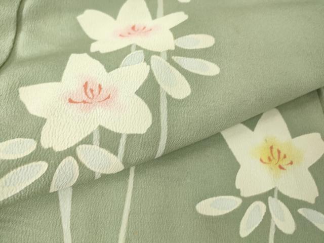 平和屋着物▽訪問着　単衣　草花文　正絹　逸品　DAAV5214az_6