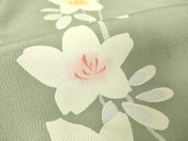 平和屋着物▽訪問着　単衣　草花文　正絹　逸品　DAAV5214az_7