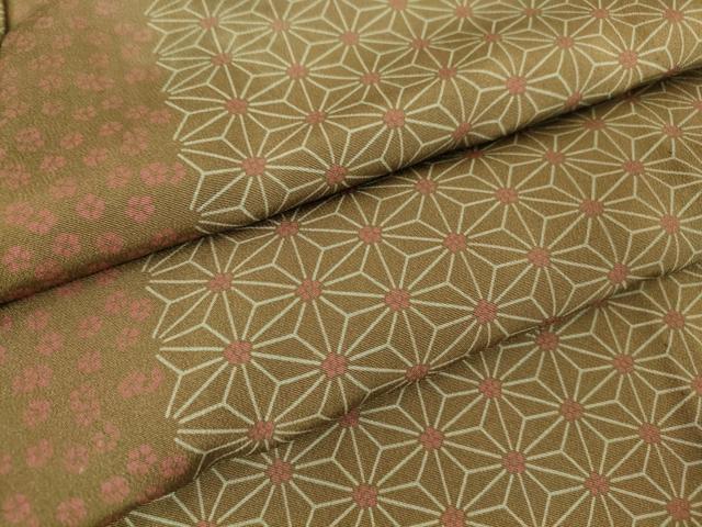 平和屋着物▽上質な小紋　単衣　麻の葉文　正絹　逸品　DAAV5314az