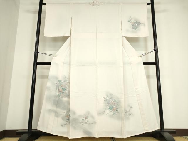 平和屋着物▽訪問着　単衣　誰が袖花文　暈し染め　正絹　逸品　DAAV5326az