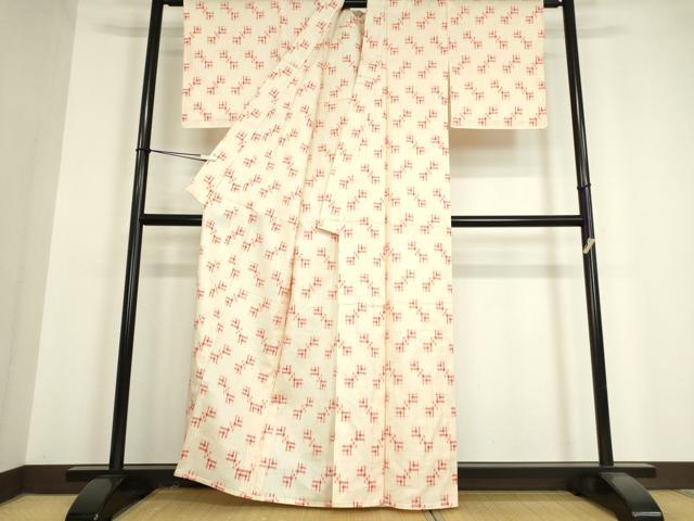 平和屋着物▽上質な紬　単衣　絣文　正絹　逸品　DAAV5333az 平和屋着物▽上質な紬 単衣 絣文 正絹 逸品 DAAV5333az