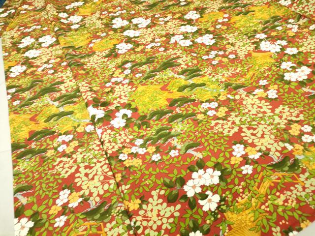 平和屋着物▽上質な小紋 単衣 風景花文 正絹 逸品DAAV5340az