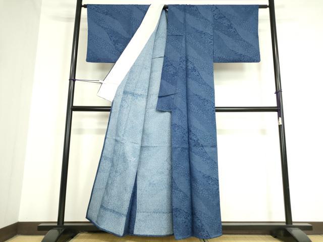 平和屋着物▽江戸小紋 単衣 青海波花文 洗える着物 DAAV5346az