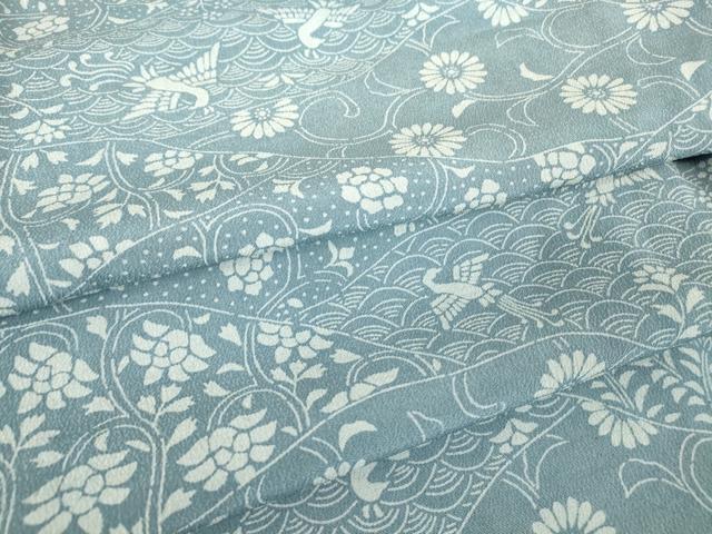 平和屋着物▽上質な小紋　単衣　型染め　飛鳥花唐草文　西武百貨店扱い　正絹　逸品　未使用　DAAV5351az