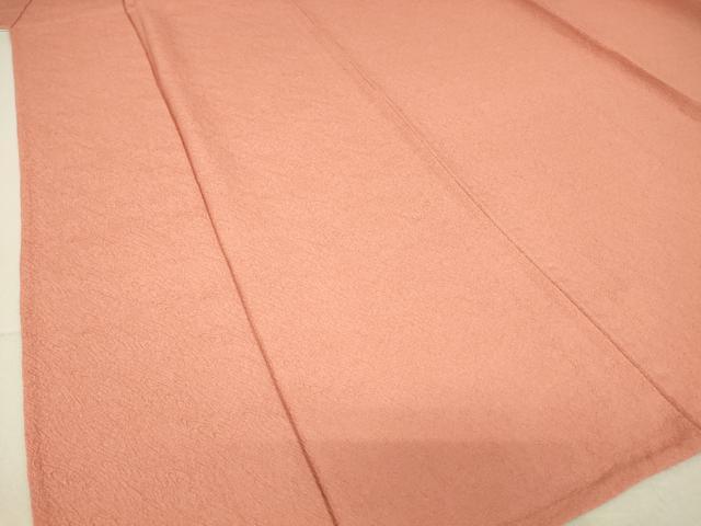 平和屋着物▽上質な色無地 単衣 霞地紋 退紅色 正絹 逸品