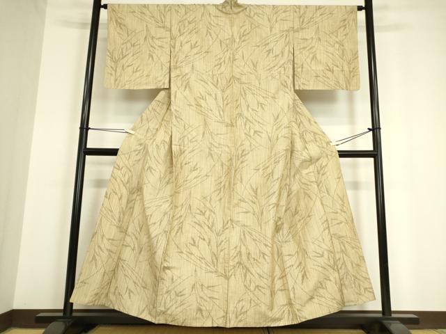 平和屋着物▽上質な紬　単衣　草葉文　正絹　逸品　DAAV5383az 平和屋着物▽上質な紬 単衣 草葉文 正絹 逸品 DAAV5383azの通販はau