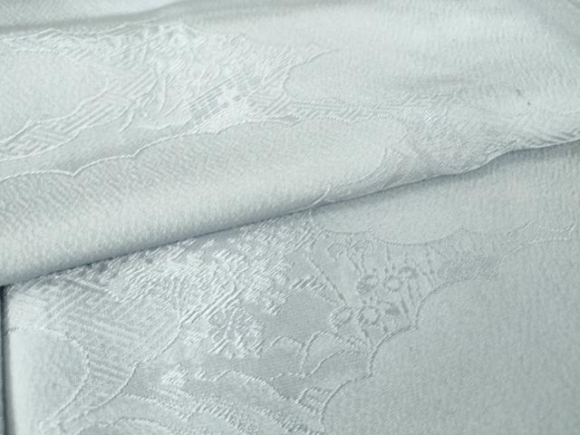 平和屋着物▽上質な色無地 単衣 雲重ね地紋 秘色色 正絹 逸品