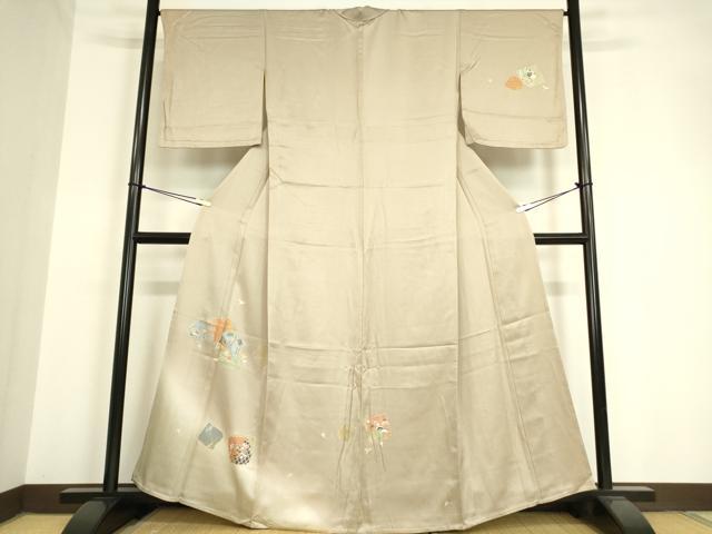 平和屋着物▽訪問着　単衣　刺繍　破れ色紙花文　暈し染め　金彩　正絹　逸品　DAAV5401az