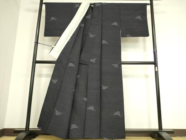 平和屋着物▽結城紬 単衣 銀杏 飛び亀甲柄 80亀甲 正絹 逸品