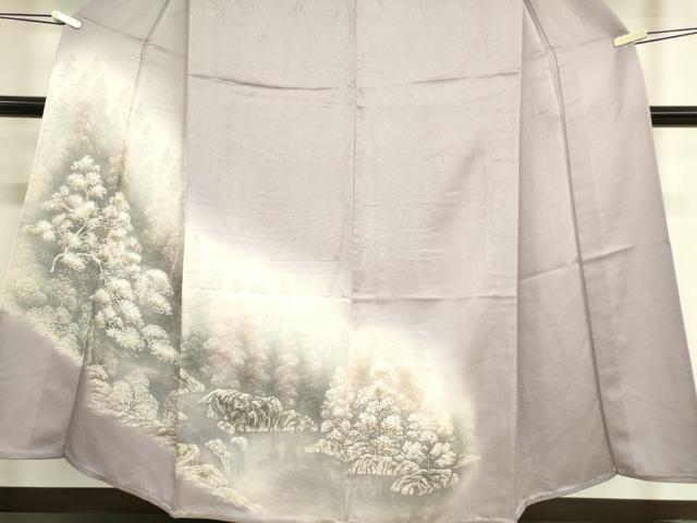 平和屋着物▽訪問着　単衣　樹林文　暈し染め　金彩　正絹　逸品　DAAV5426az